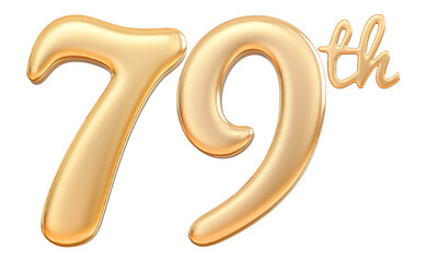 Happy anniversary 79th year - 3d render gold