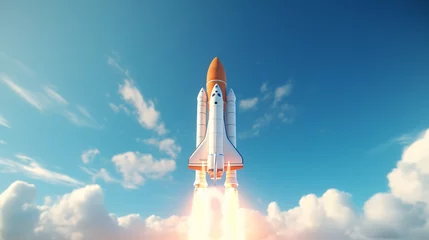 Zelfklevend Fotobehang 3D illustration of a launching space rocket © Daniel