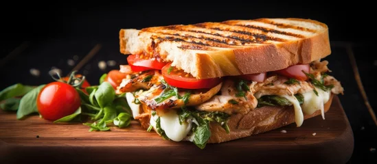 Photo sur Plexiglas Snack Grilled sandwich with chicken
