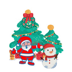 christmas  set  with santa and snowman 