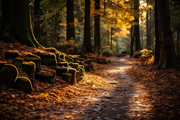 Autumnal Colors Along a Forest Path