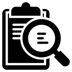 report paper clipboard search finding scan magnifying solid glyph