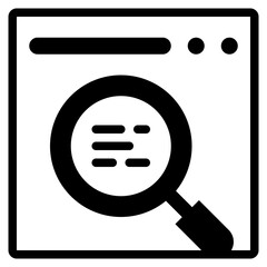 web page search finding data magnifying solid glyph