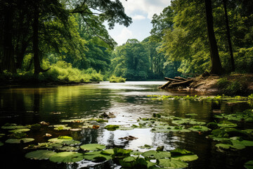 Peaceful Serenity Pond with Lush Greenery