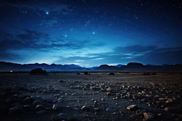 Foto op Aluminium Starry Night Sky Over Vast Desert Landscape © MyPixelArtStudios