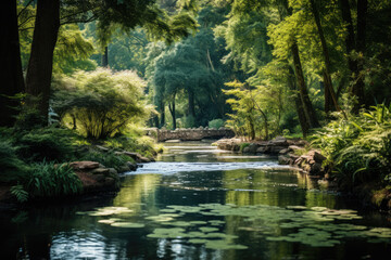 Peaceful Serenity Pond with Lush Greenery