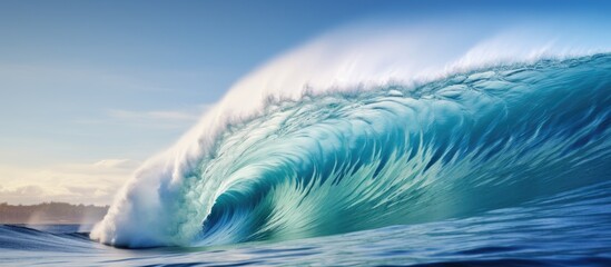 Fototapeta na wymiar Ocean wave with a blue hue.