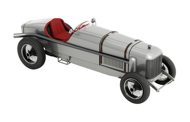 Retro race car isolated on transparent background. 3D illustration