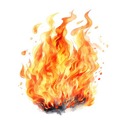 Fire flames isolated on transparent background