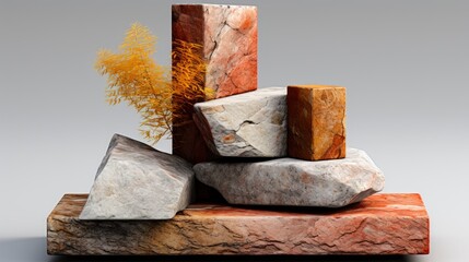 Stone Podium Rock Pedestal Stage Empty, Flat Design Style, Pop Art , Wallpaper Pictures, Background Hd
