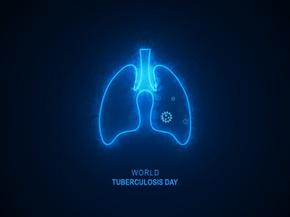 Tuberculosis Day 2d illustration, World TB Day, abstract neon lung care background