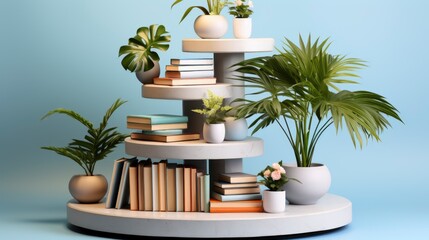 Podium Showcase On Pastel Stucco Background, Flat Design Style, Pop Art , Wallpaper Pictures, Background Hd