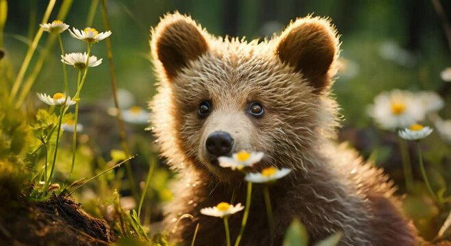 bear in the flower garden footage