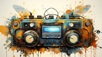 Obraz premium Illustration Honeybee Abstracts Designs Geometric, Flat Design Style, Pop Art , Wallpaper Pictures, Background Hd