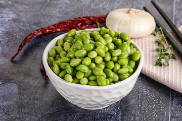 Bowl of delicious edamame beans