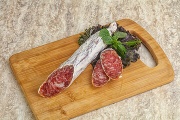 Spanish pork fuet dry sausage