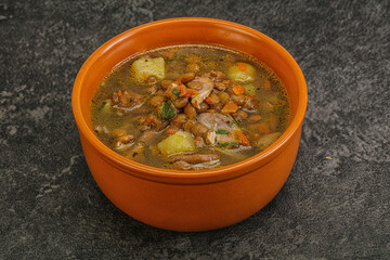 Lentil soup with chicken and vegetables