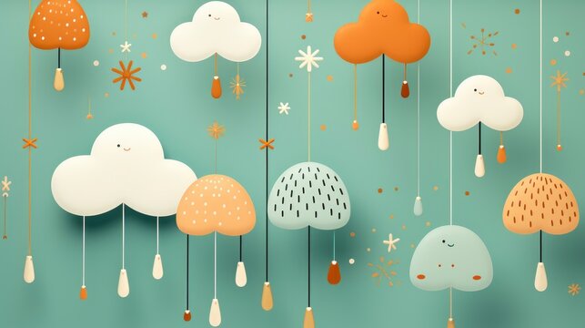 Concept Raindrops Falling On Gray Background, Flat Design Style, Pop Art , Wallpaper Pictures, Background Hd