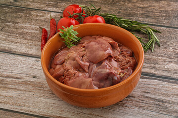 Raw chicken liver in the bowl