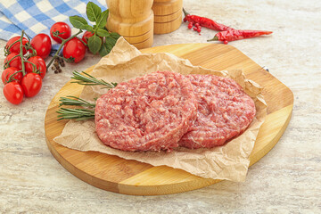 Raw pork cutlet for burger