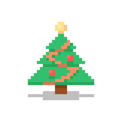 Christmas tree, icon in 8 bit style