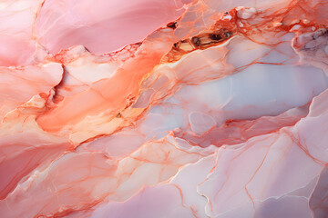 marble orange-pink background, texture of the material. stone backdrop. top view.