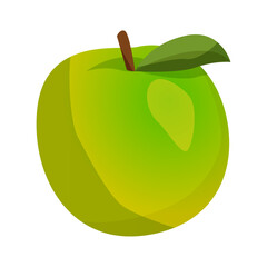 Vector delicious green apple on white background