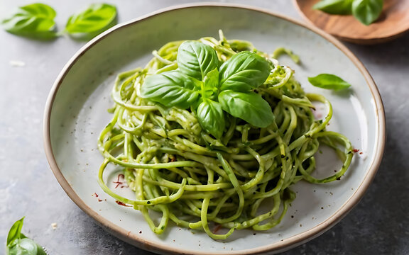 Capture the essence of Pesto in a mouthwatering food photography shot Generative AI