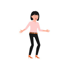 vector woman with pose and pink clothes design