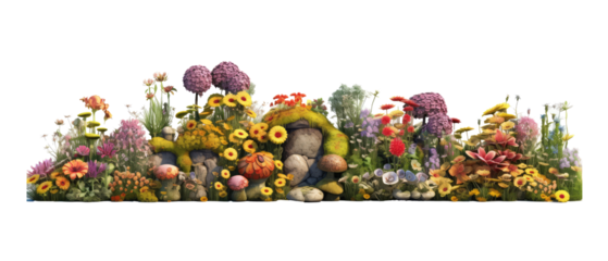 flowerbed in a garden isolated on transparent background