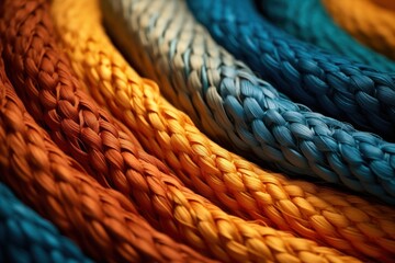  a close up of a multicolored rope with different colors of braiding on top of each other in a circle. - obrazy, fototapety, plakaty
