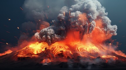  a large plume of smoke and steam billowing out of the top of a mountain covered in lava and lava.