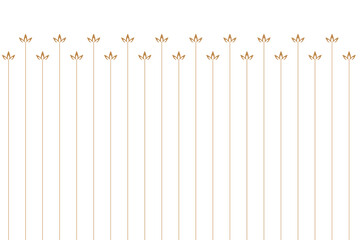 Fototapeta premium Vertical stripe of regular pattern. Design jasmine symbol gold on white background. Design print for illustration, textile, fabric, wallpaper, background. Set 9