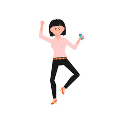 vector woman with pose and pink clothes young