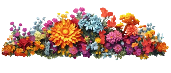  colorful flower garden in full bloom isolated on transparent background © kharom
