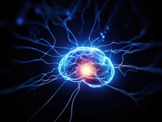 A close up of a cell with a light shining on it. Generative AI.