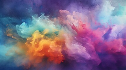  a multicolored cloud of smoke is seen in this artistically - colored, multi - colored, liquid - filled image. - obrazy, fototapety, plakaty