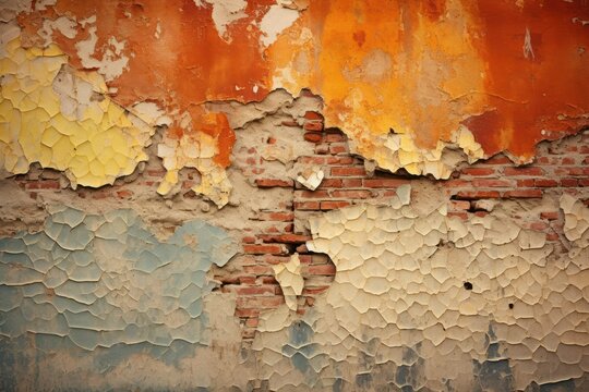  an old brick wall with peeling paint and peeling paint peeling paint on the wall and peeling paint on the wall.