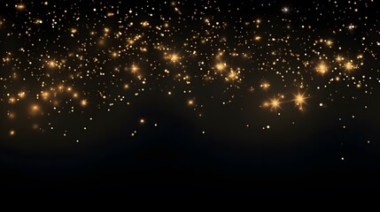 Dust sparks and golden stars shine with special light. Vector sparks on black background. Christmas light effect. Sparkling magic dust particles.
