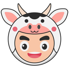 Cute Cow Animal Head Avatar Illustration