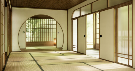 cleaning Interior, Empty room and tatami mat floor room modern style.