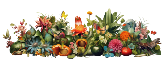 elements plants flowers botanical isolated on transparent background