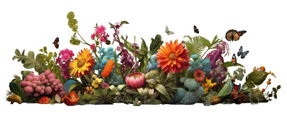 elements plants flowers botanical isolated on transparent background - obrazy, fototapety, plakaty