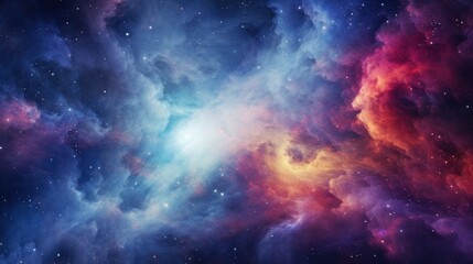  a colorful space filled with lots of stars and a bright blue and red star in the center of the image.
