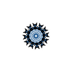 set of blue mandala elements asian