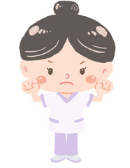 黒髪のセラピストの全身立ち姿　ポーズ