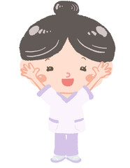 黒髪のセラピストの全身立ち姿　ポーズ