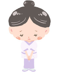 黒髪のセラピストの全身立ち姿　ポーズ