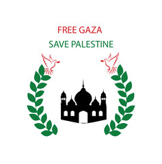 Save Gaza. Flat design first to free Palestine. Flag design with Sign, symbol, icon, or logo.