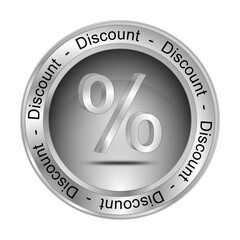 Discount button with percent symbol - 3D illustration - 690523792